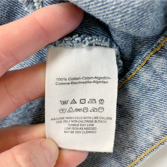 FREE PEOPLE Bedford Denim Crop Jacket Size XS Jean Cropped Boxy Dolman Batwing - Picture 6 of 14